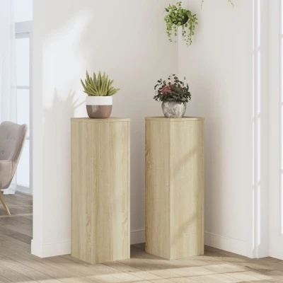 Afbeelding van Plantenstandaards 2 st 25x25x80 cm bewerkt hout sonoma eiken