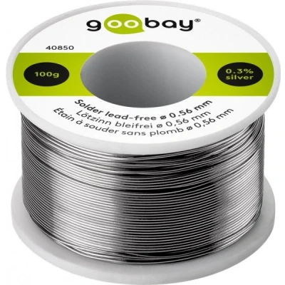 Afbeelding van Goobay professioneel loodvrij soldeer, ø 0,56 mm, 100 g samenstelling: 0,3% zilver, 0,7% koper, 96,5% tin, fluxgehalte: 2,5%, smeltpunt 217 C