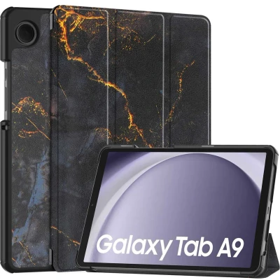 Afbeelding van iMoshion Tablet Hoes Geschikt voor Samsung Galaxy Tab A9 8.7 inch Design Trifold Bookcase Meerkleurig /Black Marble