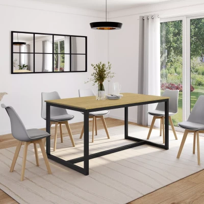 Afbeelding van Table à manger DETROIT 6 personnes design industriel 150 cm