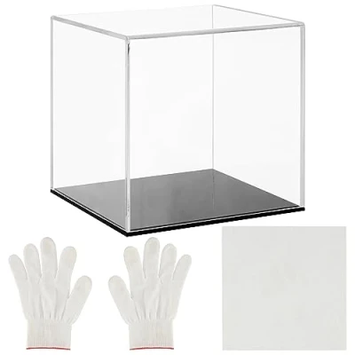 Afbeelding van Belle Vous Transparante acryldoos vitrine in kubusvorm, 12,5 x cm, stofdichte opbergdoos voor verzamelobjecten, figuur, speelgoed, decoratie
