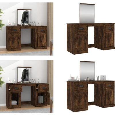 Afbeelding van vidaXL Kaptafel met spiegel 130x50x132,5 cm gerookt eikenkleurig
