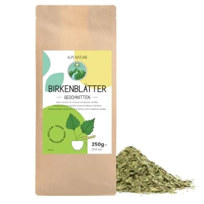 Afbeelding van Berkenbladeren, gesneden, 250 g, van Alpi Nature, losse bladthee, gedroogde berkenboombladeren voor de bereiding berkenthee, berkenbladthee en kruidenthee