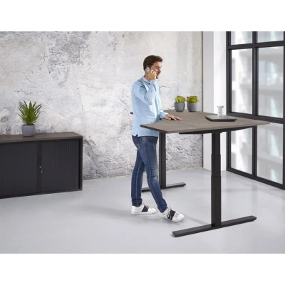 Afbeelding van Elektrische zit sta hoek wingbureau Teez breed 180CM diep 120CM bladkleur Wit framekleur Zwart (RAL9011) wingzijde Links