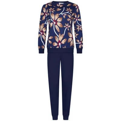 Afbeelding van Warme katoenen marineblauwe pyjama Blauw Maat 50