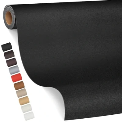 Afbeelding van Kunstlederen reparatieset, zelfklevend, zwart, 80 x 200 cm, voor meubels, bank, autostoelen, tassen, leer, zwart