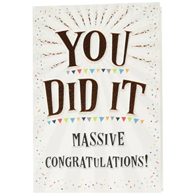 Afbeelding van Piccadilly Greetings Modern You Did It Massive felicitatiekaart 17,8 x 12,7 cm, groen, grijs, beige, oranje, wit