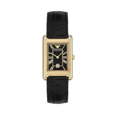 Afbeelding van Emporio Armani Heren horloge goudkleurig met leren band
