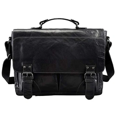 Afbeelding van Pride and Soul schoudertas BAGGIE BAG L zwart leer 30x37x10cm JU 47499