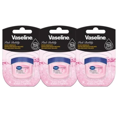 Afbeelding van Vaseline Lip Therapy Pink Bubbly verzorgende lippenbalsem voor optimale hydratatie met Blubberton roze, 3 stuks