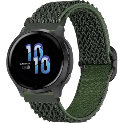 Afbeelding van iMoshion Elastisch nylon 22 mm bandje Geschikt voor Garmin Venu 2 / Fenix 7 Pro 7s 6 Vivoactive 4 Polar Grit X Vantage M2 V2 Donkergroen