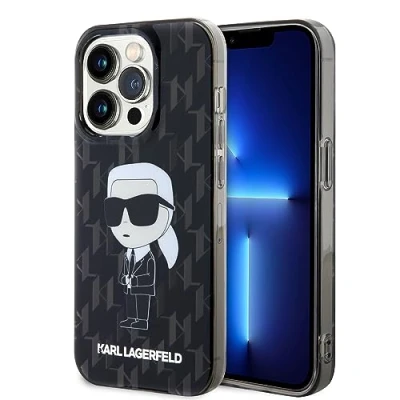 Afbeelding van iPhone 15 Pro Max Backcase hoesje Karl Lagerfeld Effen Zwart TPU (Zacht)
