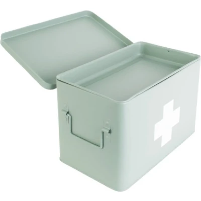 Afbeelding van present time Medicine storage box large metal matt grayed jade