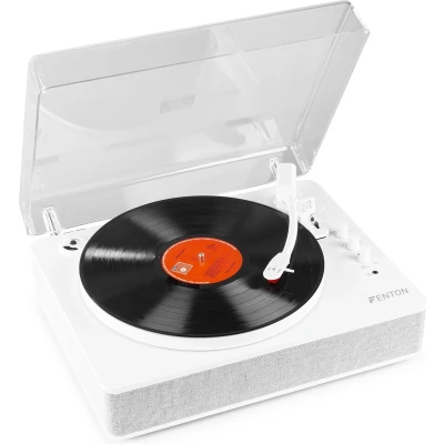 Afbeelding van platenspeler Bluetooth (in/uit) Fenton RP162W retro met speakers (stereo) en mp3 speler Wit