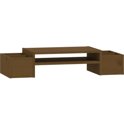 Afbeelding van Monitorstandaard 70x27,5x15 cm massief grenenhout honingbruin
