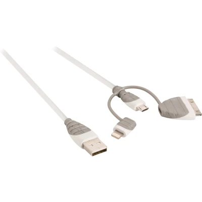 Afbeelding van Bandridge Bbm39410W10 3 In 1 Data En Oplaadkabel Usb Micro B Male + Dockadapter Lightningadapter