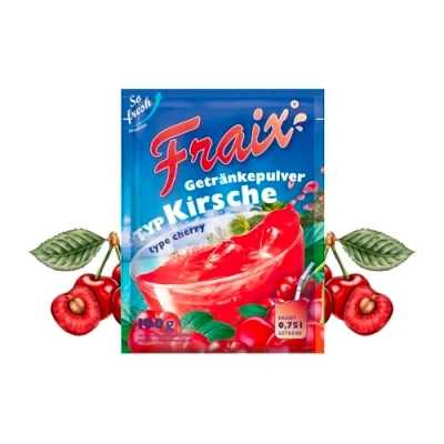 Afbeelding van FRAIX 50 stuks kersenpoederdranken (50 x 100 g) instant fruitpoeder met kersensmaak, perfect voor onderweg, verjaardagsfeestjes