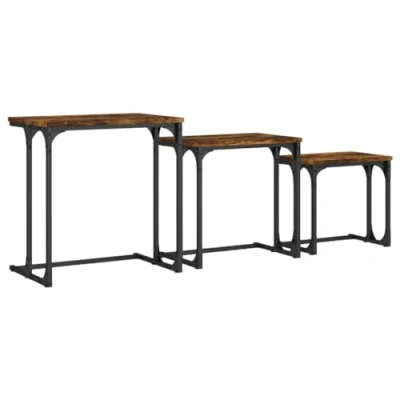 Image de vidaXL Tables basses gigognes 3 pcs chêne fumé bois d&#039;ingénierie837824