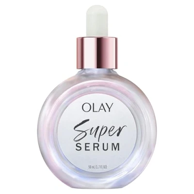 Afbeelding van Olay Super Serum 5 voordelen in 1, hydraterend gezichtsserum 50 ml, met vitamine C, niacinamide, collageenpeptiden en E, stralende huid, steviger zacht, lichte formule