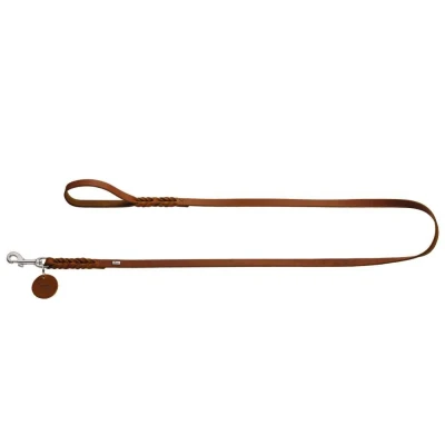 Afbeelding van HUNTER Solid Edition hondenriem, gevlochten, robuust, zacht, 1,1 x 150 cm, cognac