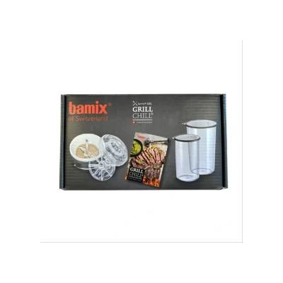 Afbeelding van Bamix BBQ bundle: processormolen met poederschijf + bekerset 400 &amp; 600ml QR voor receptenboek