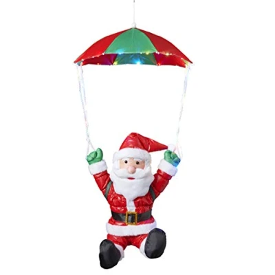 Afbeelding van Bonetti Parachute kerstman met 30 kleurrijke leds voor binnen en buiten, Sinterklaas vliegen timer (traditioneel parachute)