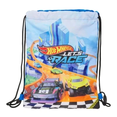 Afbeelding van Rugtas met Koordjes Hot Wheels Let&#039;s race Blauw Zwart 26 x 34 1 cm