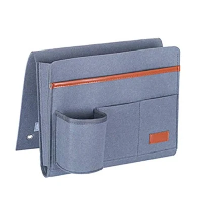 Afbeelding van Sofa Armleuningen Tas Caddy, Anti slip opbergtas met flessenhouder, Bed Plank Krantenstandaard voor Baby Slaapkamer Slaapzaal (Blauw Grijs)