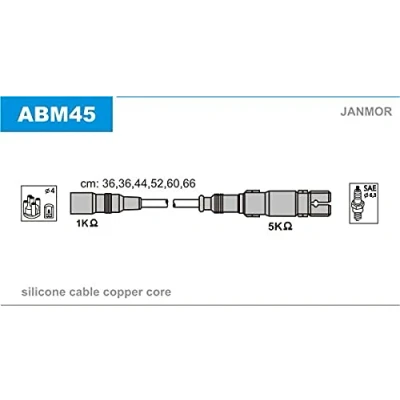 Afbeelding van JANMOR ABM45 Bougiekabelset AUDI: 80 B4 Saloon, Coupe B3
