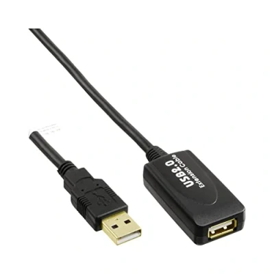 Afbeelding van InLine USB 2.0 actieve verlenging 5m met signaalversterking / repeater mannetje A naar vrouwtje (5 m, 2.0), kabel