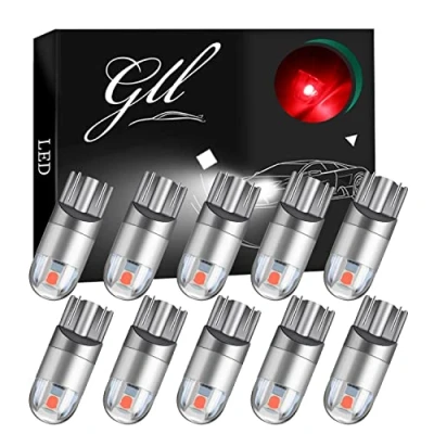Afbeelding van T10 ledlampen, rood, 501 W5 W, 3030 2 SMD 120 lumen, voor autokoepellampen, zijverlichting, naamplaatverlichting, kofferbakverlichting