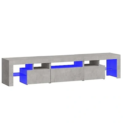 Image de vidaXL Meuble TV avec lumières LED Gris béton 200x36,5x40 cm3152813