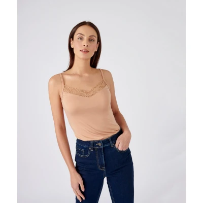 Afbeelding van Damart Kanten hemdje onzichtbaar Thermolactyl Vrouwen Bruin 50 52 (XL)