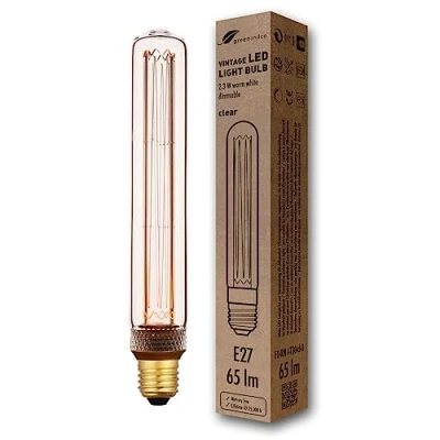 Afbeelding van greenandco® Led lamp, dimbaar, vintage, E27, T30, 2,3 W, 65 lm, 1800 K, zeer warm wit, 320 graden, 230 V, helder, geen flikkeren