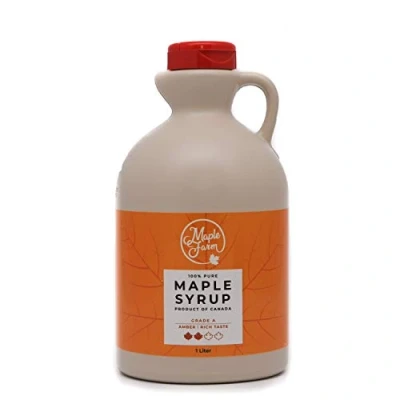 Afbeelding van MapleFarm Pure maple siroop Categorie A, Amber rijke smaak 1 liter (1,32 kg) Originele Grade A Amber, ahornsiroop Pannenkoek