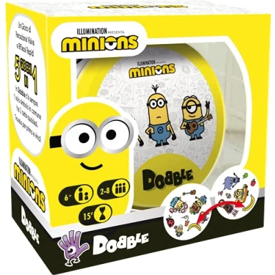 Afbeelding van Asmodee Dobble: Minions, kaartspel voor het hele gezin, 5 mini spellen, 2 8 spelers, 6+ jaar, editie in Italiaans