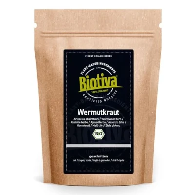 Afbeelding van Biotiva Biologische alsem thee 250 g Alsemthee Artemisia Absinthium 100% puur gebotteld en gecontroleerd in Duitsland (DE ÖKO 005)