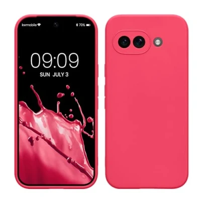 Afbeelding van kwmobile telefoonhoesje geschikt voor Google Pixel 9a Hoesje smartphone Precisie camera uitsnede In neon roze