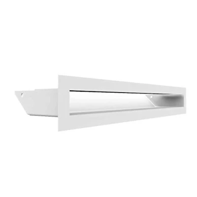 Afbeelding van KRATKI Ventilatierooster, heteluchtrooster, 6 x 40 cm, wit, voor open haard, luchtinlaat in een hoek van 45 graden, oververhittingsbestendig, ideaal moderne binnenruimtes