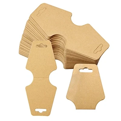Afbeelding van oupados 100 stuks halsketting weergave kaarten kraftpapier sieraden display kaarthouder voor halskettingen, armbanden, haarspelden (bruin)