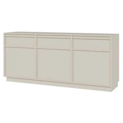 Afbeelding van Selsey Evo Drie deurs kast met lades 154 cm Zandbeige op sokkel