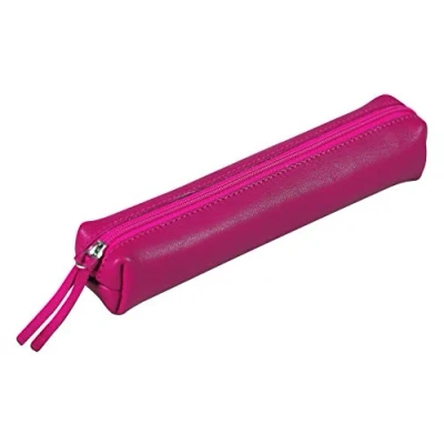 Afbeelding van Clairefontaine 410154C klein, slank etui van echt leer, 19,5 x 2,5 4 cm, framboos getint