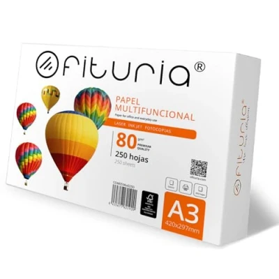 Afbeelding van A3 vellen, multifunctioneel papier voor printer en kopieerapparaat, wit werkomgevingen thuisgebruik, DIN vellen 80 g/m², pak Ophyturia (250