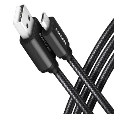 Afbeelding van AXAGON BUMM AM10AB, HQ Cable Micro USB &lt; &gt; A, 1m, 2.0, 2.4A, ALU, braid, Black *USBAM *MUSBBM