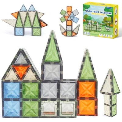 Afbeelding van ECHOCUBE 40 stuks natuurkleuren, magnetische bouwstenen voor kinderen, educatief speelgoed, verjaardagscadeau kinderen vanaf 36 maanden