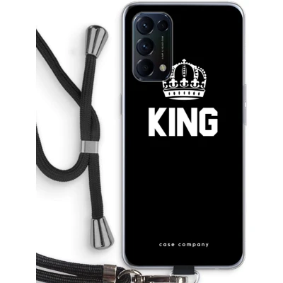 Afbeelding van Case Company® hoesje met Koord geschikt voor Oppo Find X3 Lite King Zwart Telefoonhoesje Bescherming aan alle Kanten en Over de Schermrand