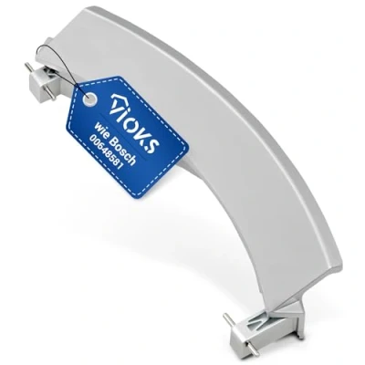Afbeelding van VIOKS deurgreep zilver met reserveassen voor 00648581 &amp; 00751783 Siemens Constructa Bosch en droger van kunststof