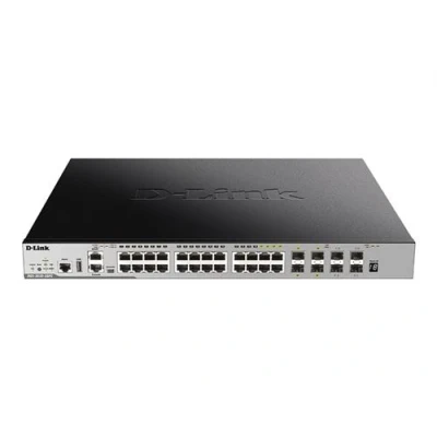 Image de D Link DGS 3630 28PC Commutateur C3 Géré 20 x 10/100/1000 (PoE+) + 4 SFP Gigabit combiné 10 SFP+ Montable sur rack PoE+ (370 W)