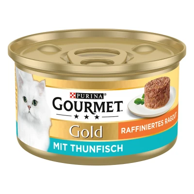 Afbeelding van 12 x 85 g Gourmet Tonijn Gold geraffineerde ragout kattenvoer