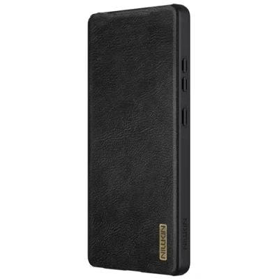 Afbeelding van Nillkin Qin Pro Hoesje Geschikt voor Samsung Galaxy S25 Ultra Book Case met Camera Slider Ruimte Twee Pasjes Zwart